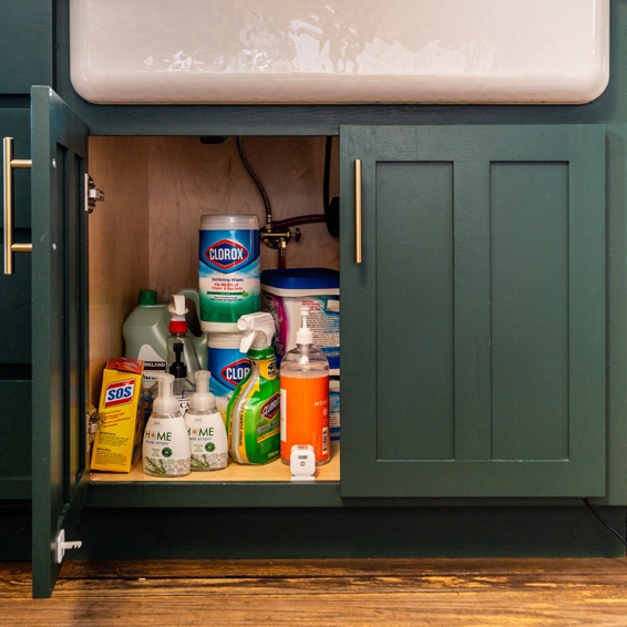 Yale Smart Cabinet Lock on the inside of a cleaning cupboard