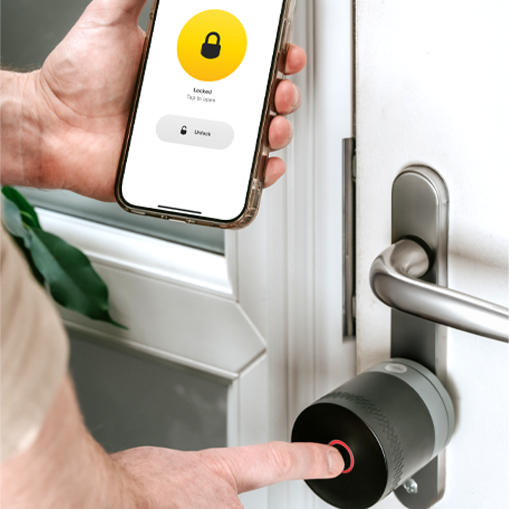 Lock and unlock your front door with a tap on the Yale Home app.