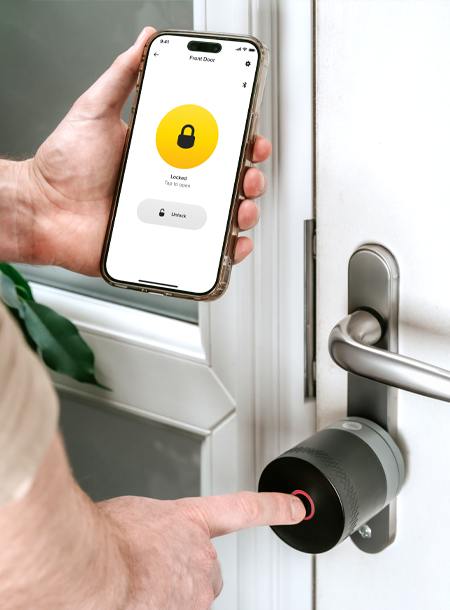 Lock and unlock your front door with a tap on the Yale Home app.